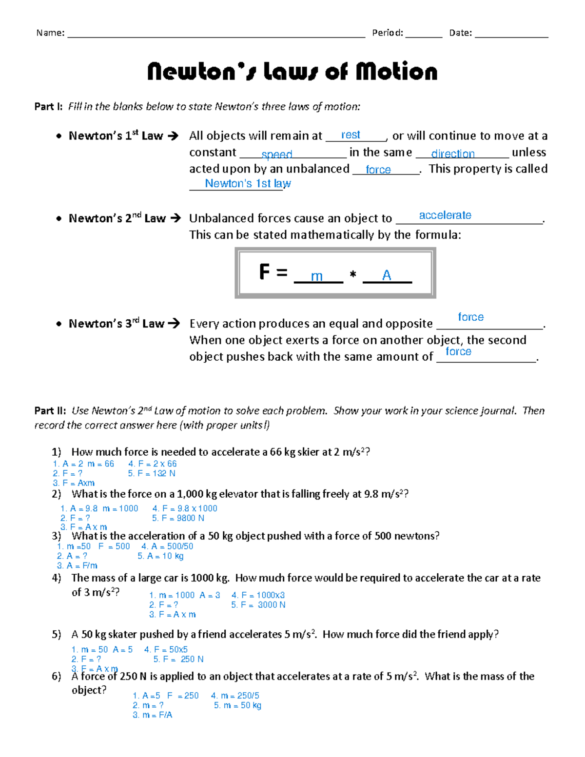 08 Newton S Laws Of Motion Practice Worksheet 1 Exercises Problems Studocu 08 Newton S Laws Of Motion Practice Worksheet 1 Exercises Problems Studocu