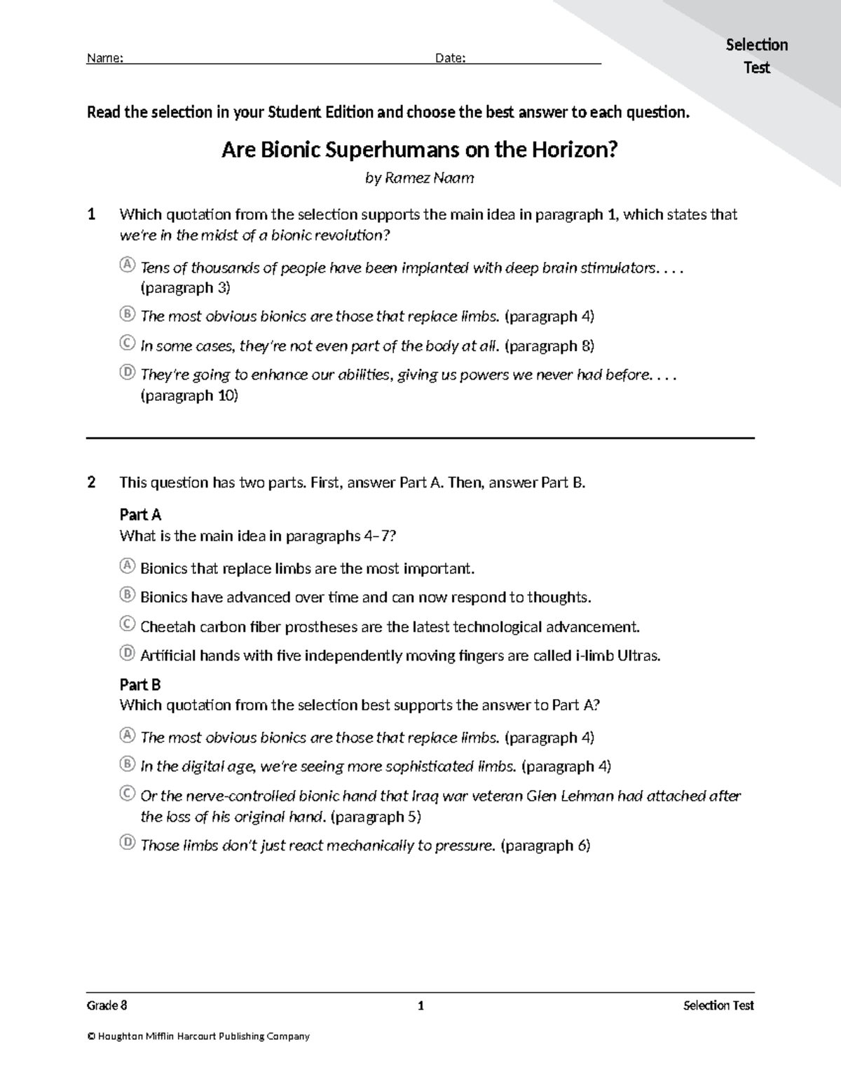 08LE 05 Bionic Superhumans Testing Selection Quiz Answers Studocu Can You Play Sports With A Prosthetic Leg Orthotics Ltd