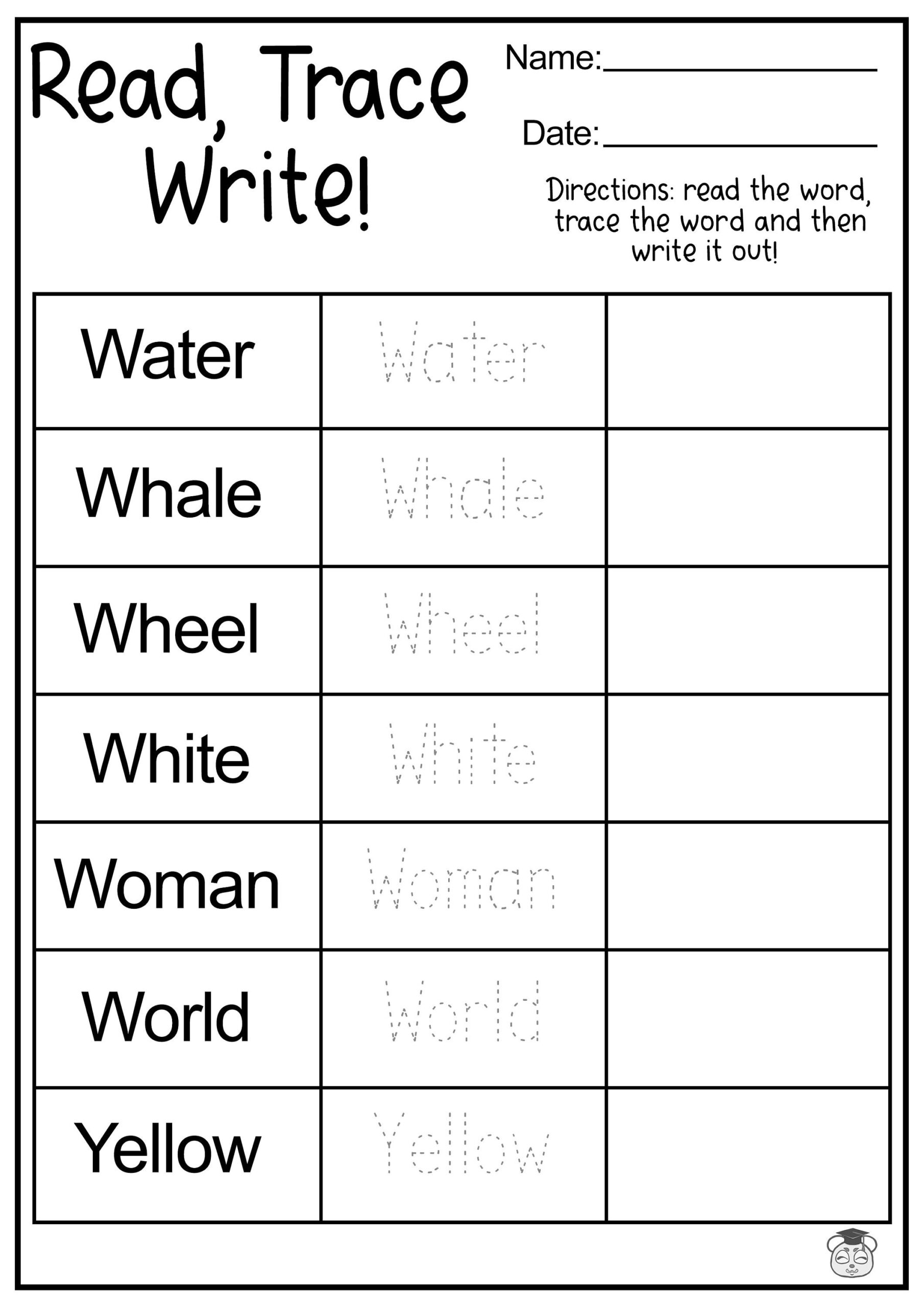 10 Printable Read Trace Write English Worksheets Writing And Tracing Practice ages 4 7 KG1 To Grade 2 Etsy Finland