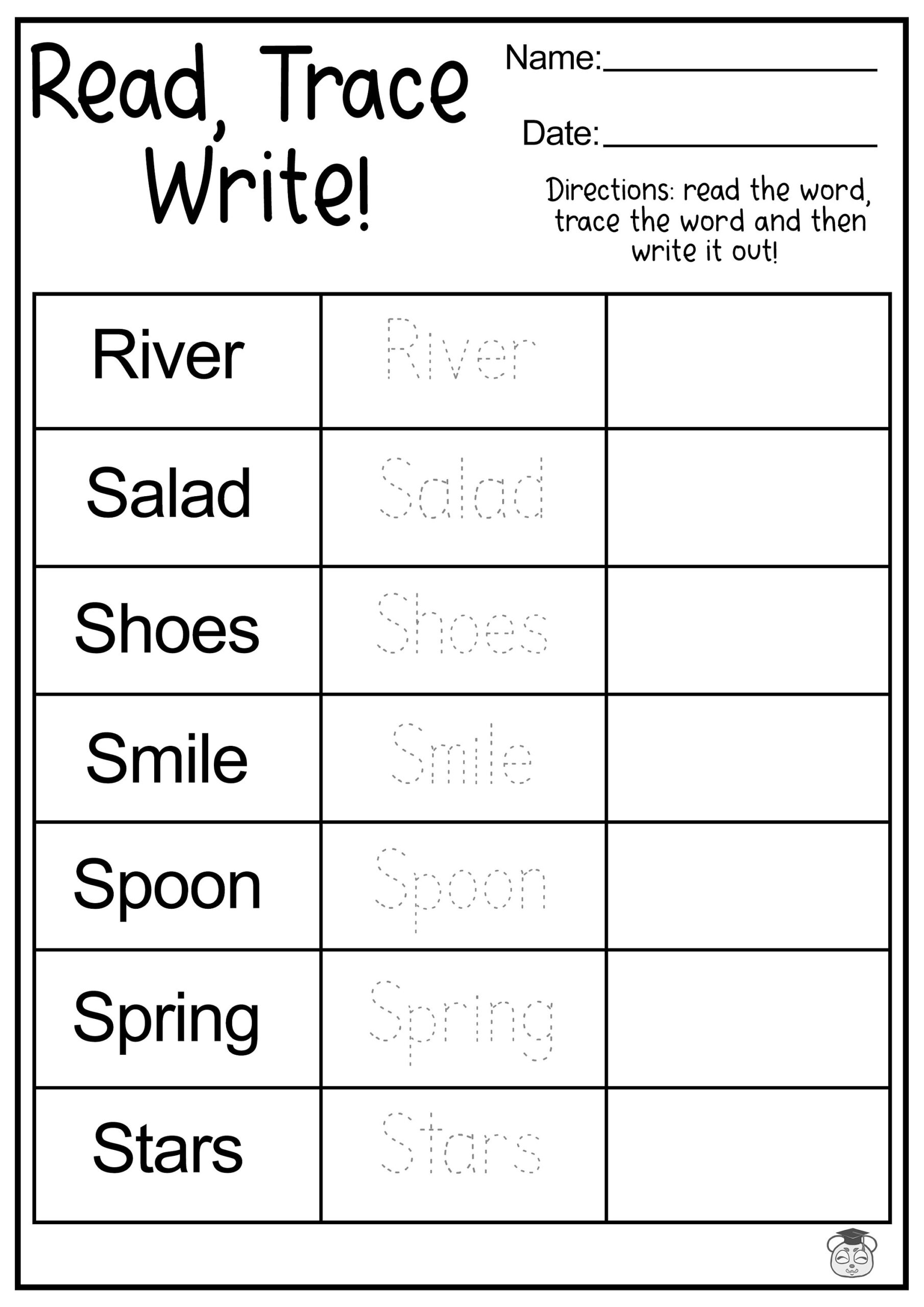 10 Printable Read Trace Write English Worksheets Writing And Tracing Practice ages 4 7 KG1 To Grade 2 Etsy Finland