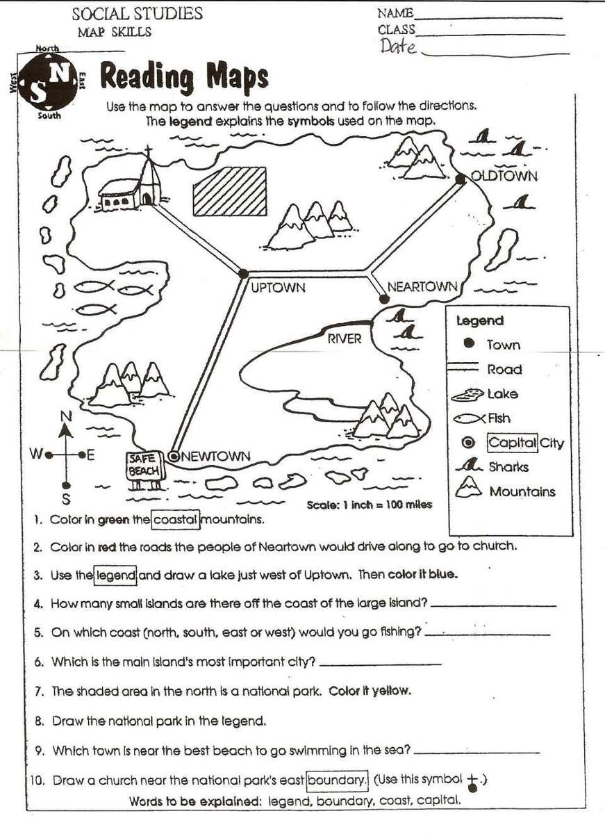 11 Reading A Map Key Worksheet Social Studies Worksheets Map Worksheets Library