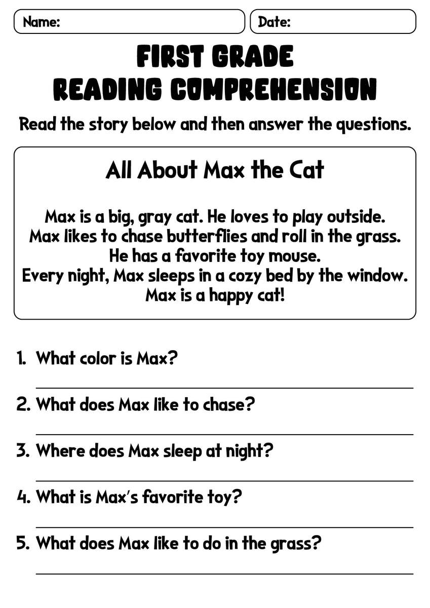 12 First Grade Reading Comprehension Worksheets Free PDF At Worksheeto 12 First Grade Reading Comprehension Worksheets Free PDF At Worksheeto