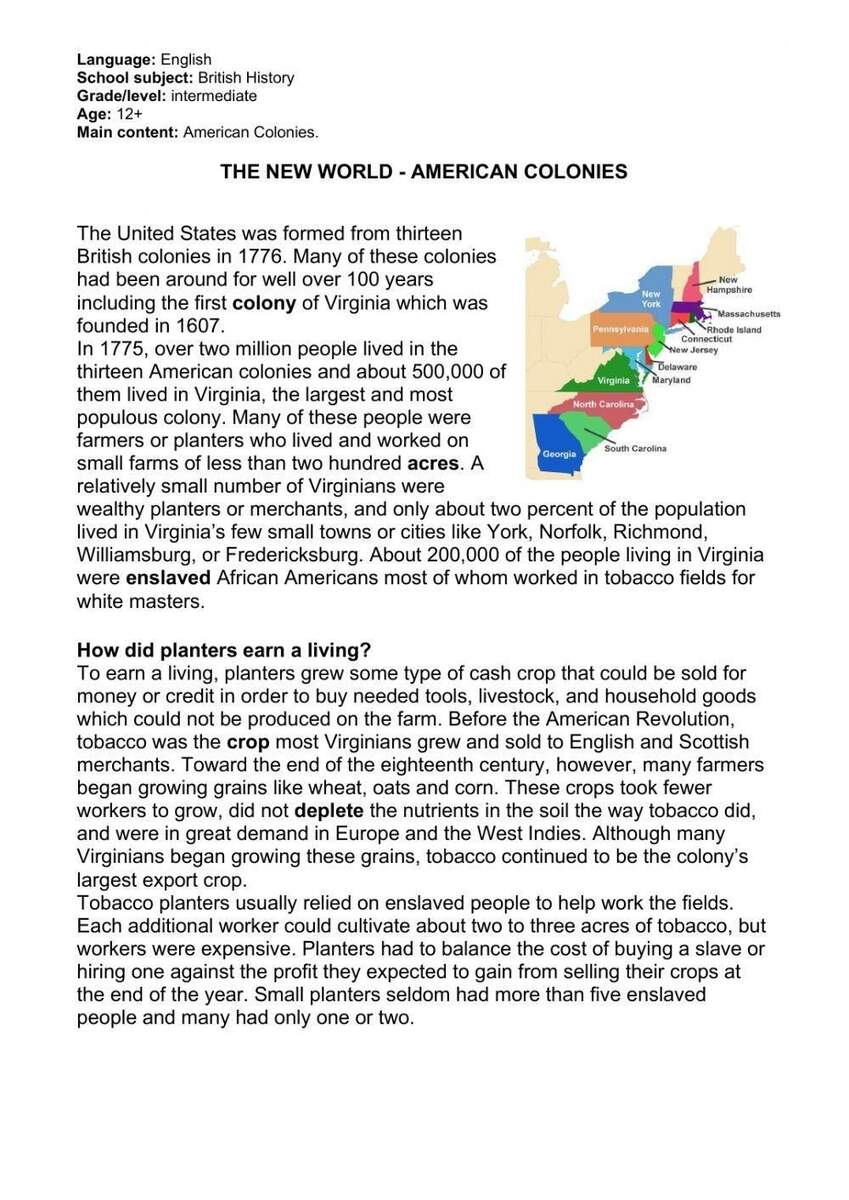 13 Colonies Social Studies Reading Comprehension Passages K 2 Made By Teachers