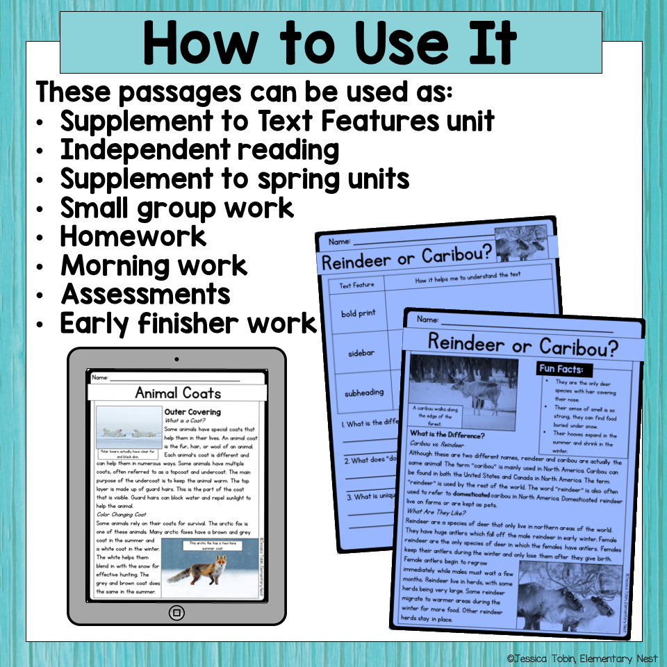 15 Nonfiction Winter Text Features Reading Comprehension Passages