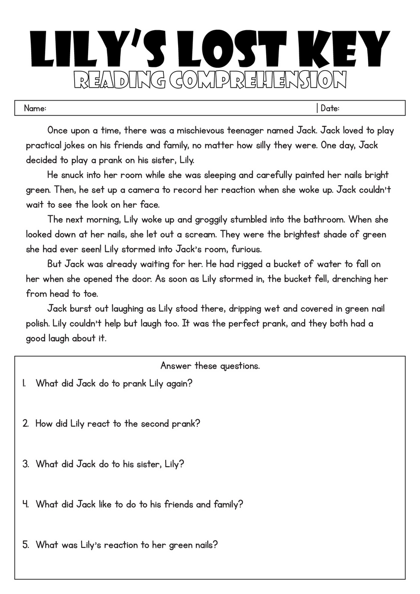 Ninth Grade Reading Comprehension Worksheets Passages Question Sets