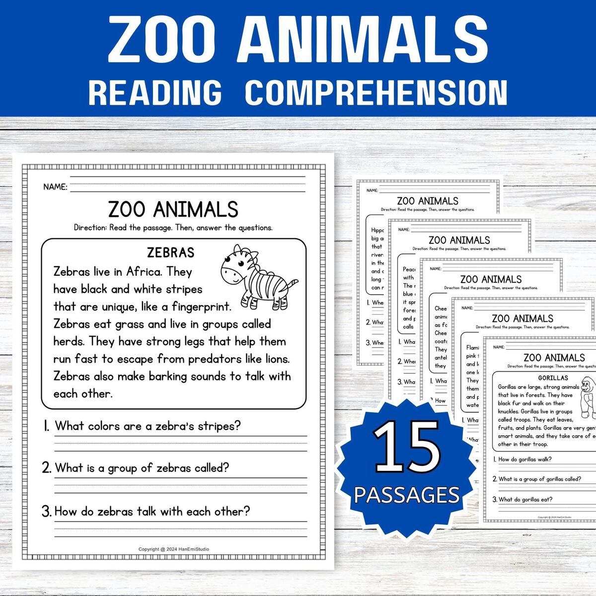 15 Zoo Animal Reading Comprehension Worksheets 1st Grade Reading Comprehension 2nd Grade Reading Comprehension Kindergarten Reading Etsy
