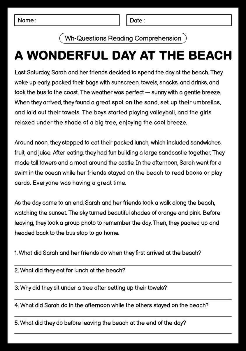 18 Wh Questions Reading Comprehension Worksheets Free PDF At Worksheeto 18 Wh Questions Reading Comprehension Worksheets Free PDF At Worksheeto