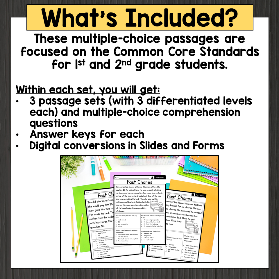 1st 2nd Grade Multiple Choice Differentiated Reading Comprehension Passages 1st 2nd Grade Multiple Choice Differentiated Reading Comprehension Passages