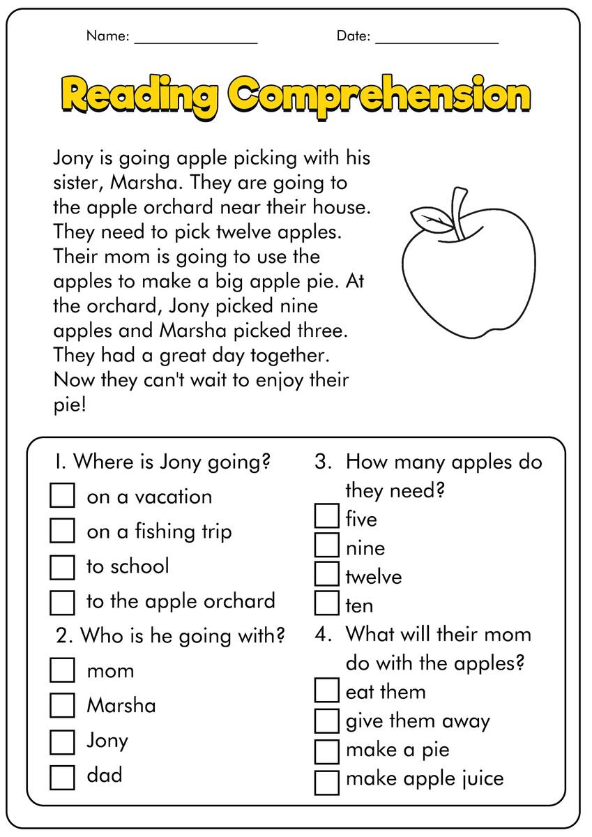 1st Grade Comprehension Worksheet Reading Activities For Young Learners
