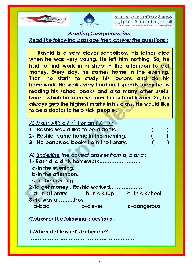 24 Reading Passages Suitable For Elementary Levels ESL Worksheet By Khaledmattar