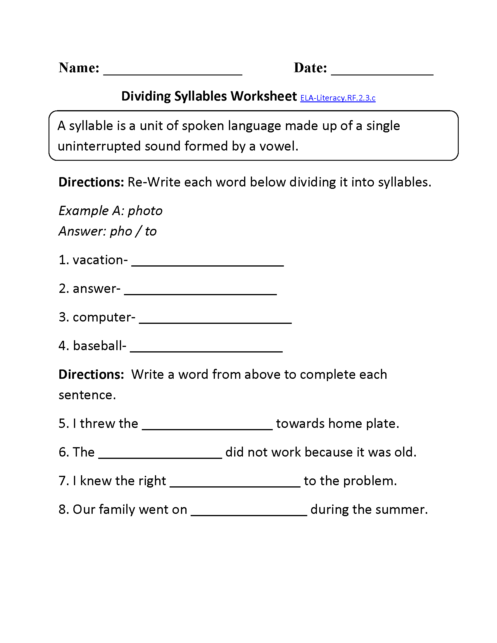 2nd Grade Common Core Reading Foundational Skills Worksheets