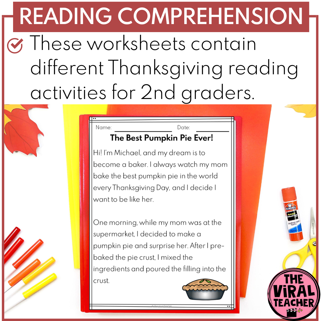 2nd Grade Thanksgiving Reading Passages And Comprehension Questions Activities Made By Teachers