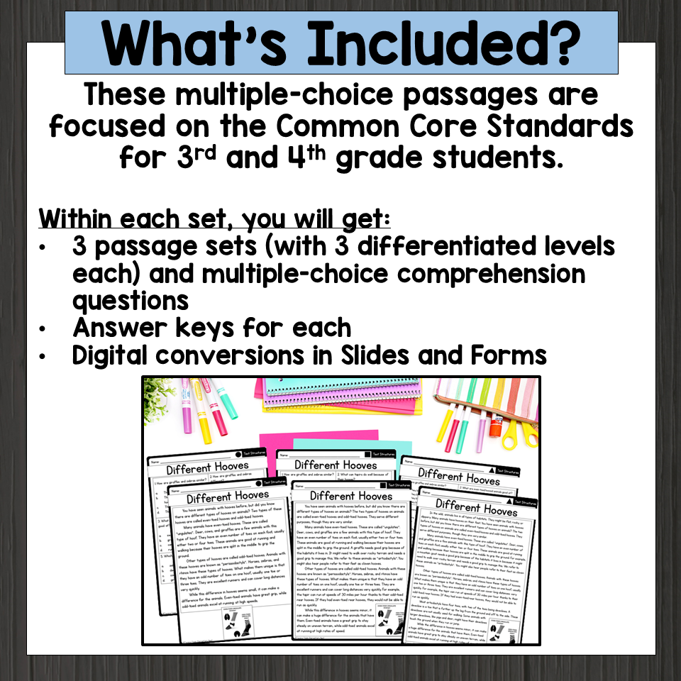 3rd 4th Grade Multiple Choice Differentiated Reading Comprehension Passages 3rd 4th Grade Multiple Choice Differentiated Reading Comprehension Passages