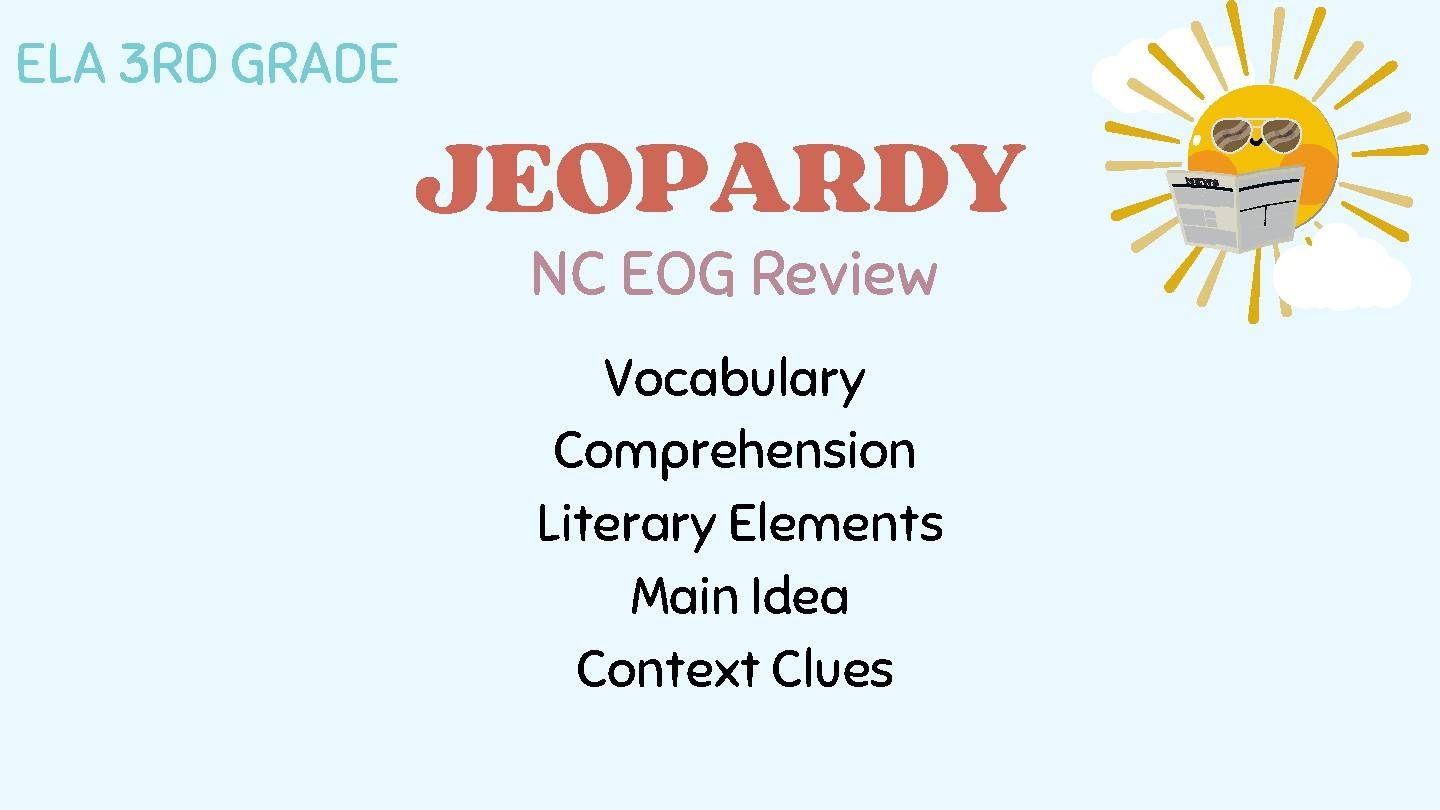 3rd Grade Reading EOG Jeopardy Game Fun And Engaging Review Activity