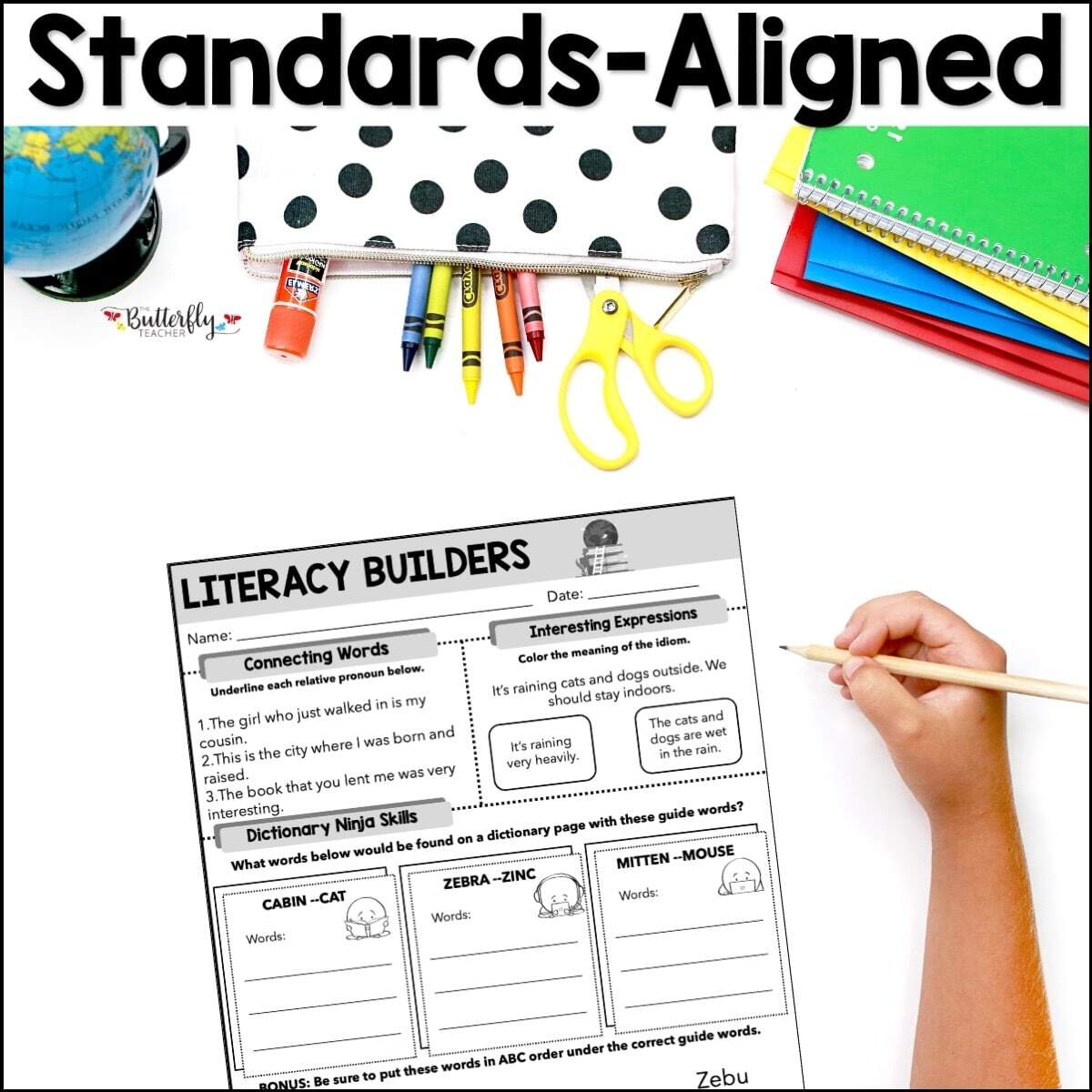4th Grade ELA Spiral Review Fun Worksheets Morning Work Set 5 The Butterfly Teacher