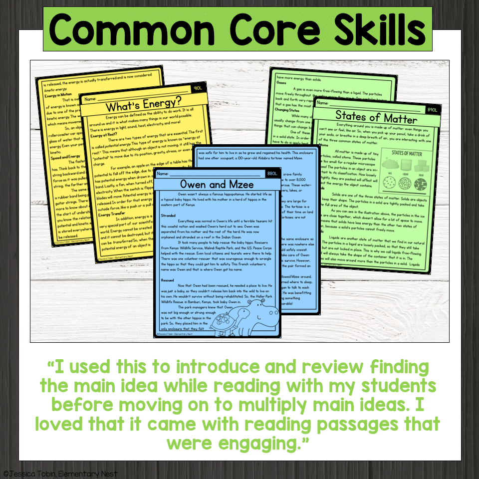 4th Grade Main Idea And Supporting Details Worksheets Anchor Charts RI 4 2