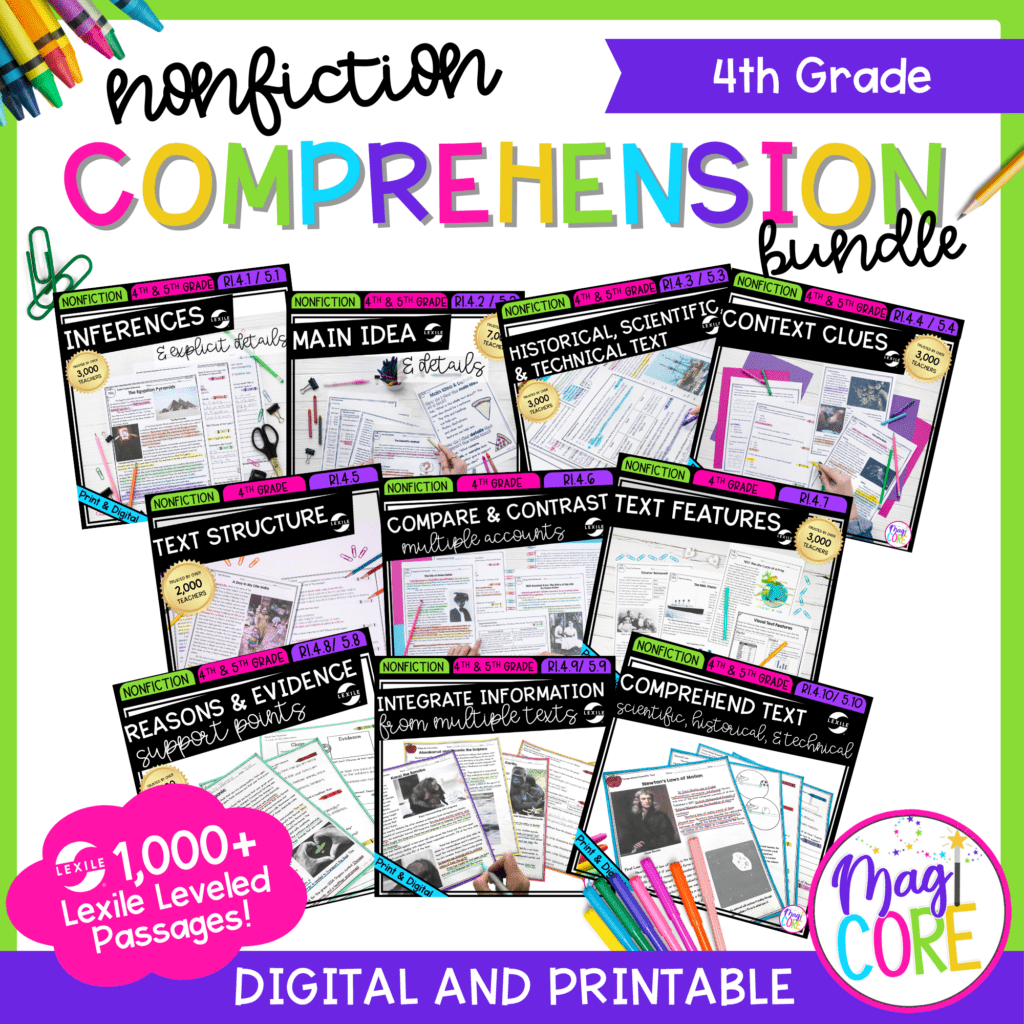 4th Grade Nonfiction Reading Comprehension Bundle MagiCore 4th Grade Nonfiction Reading Comprehension Bundle MagiCore