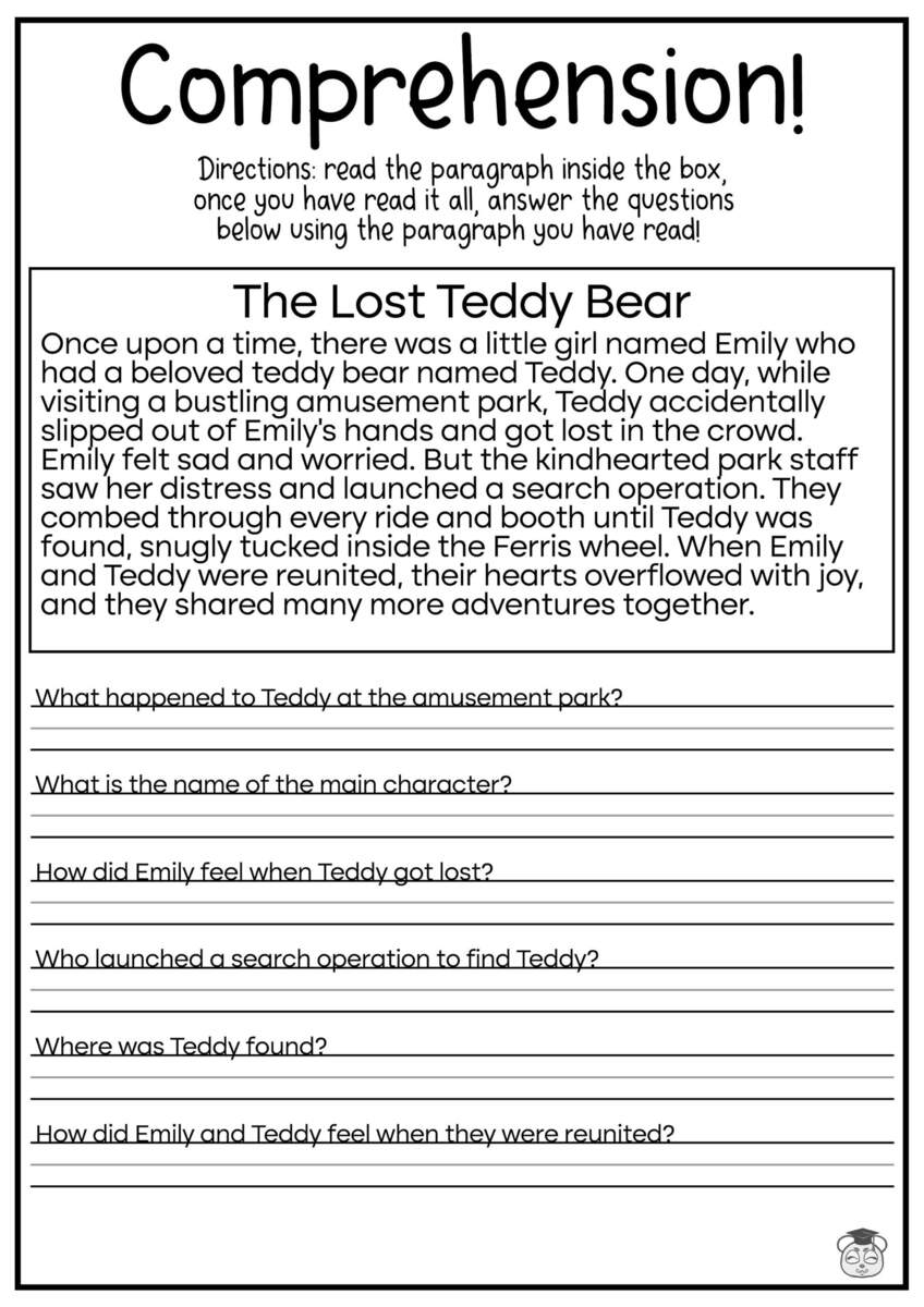 5 Printable Reading Comprehension English Worksheets Ages 4 7 KG1 To Grade 2 Etsy Finland