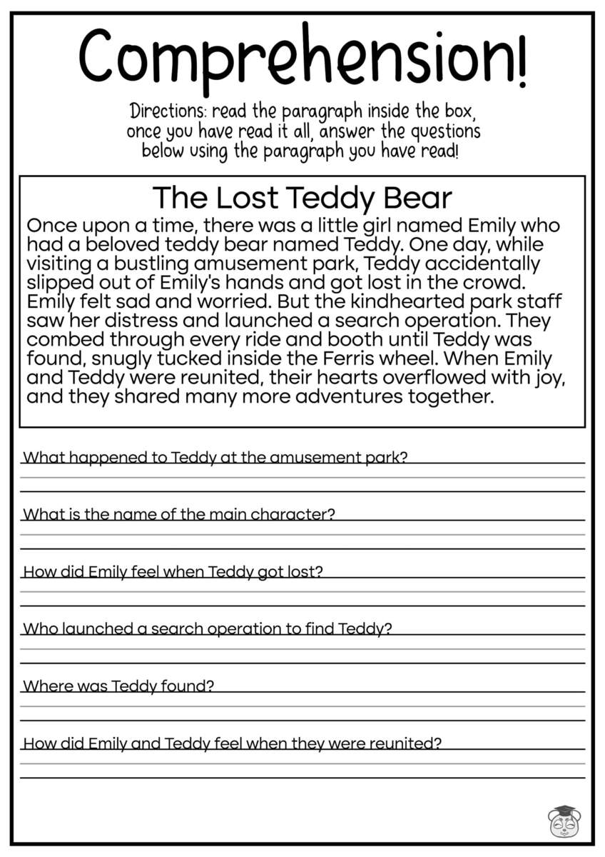 5 Printable Reading Comprehension English Worksheets Ages 4 7 KG1 To Grade 2 Etsy Israel