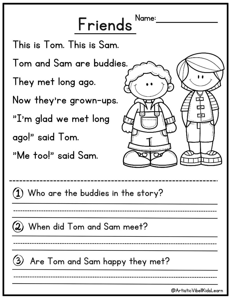 50 Kindergarten 1st Grade Reading Comprehension Passages Worksheets Sentences Reading Worksheet Fluency Worksheet English Learing Set 1 Etsy