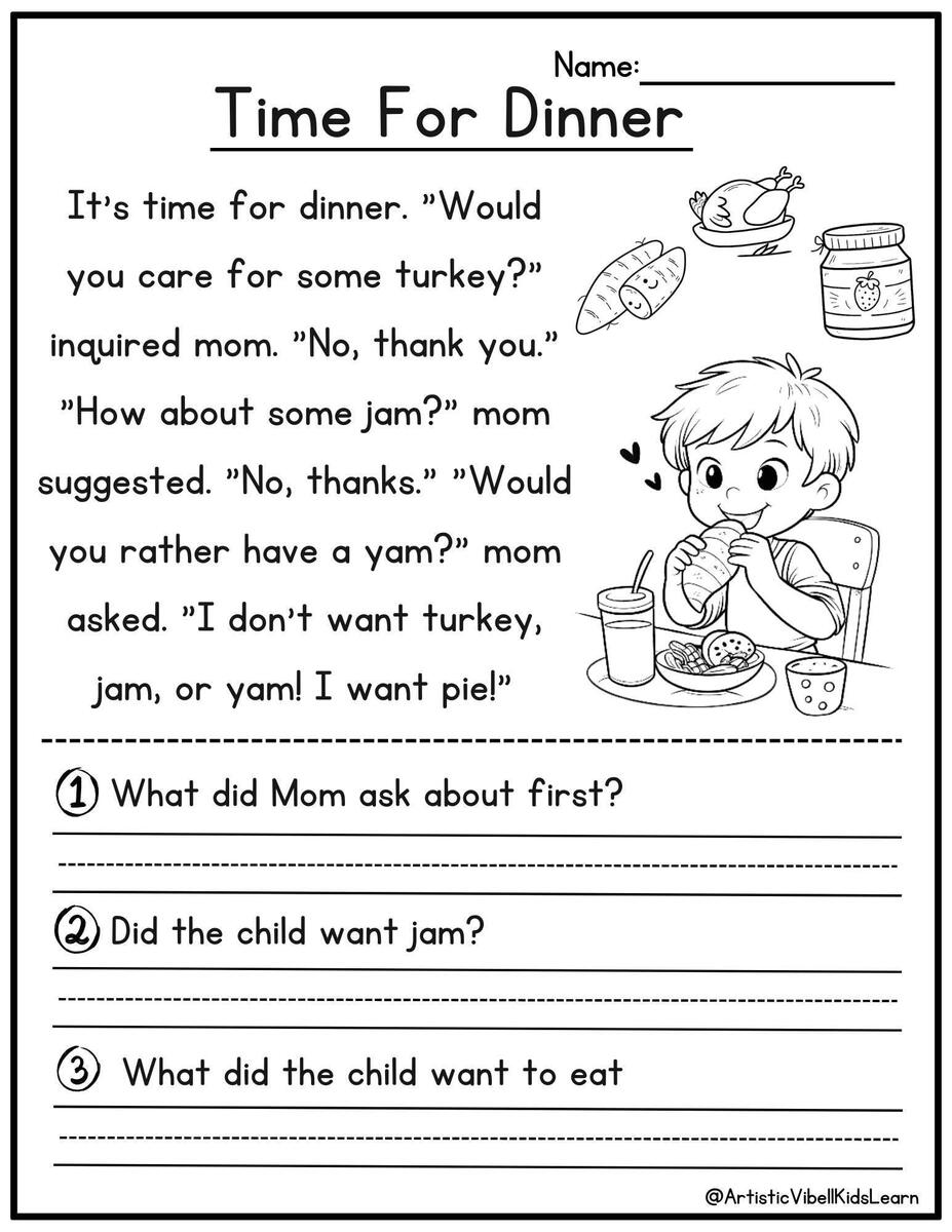 50 Kindergarten 1st Grade Reading Comprehension Passages Worksheets Sentences Reading Worksheet Fluency Worksheet English Learing Set 1 Etsy Grade Short English Texts 100 First Grade Reading Comprehension Passages Worksheets