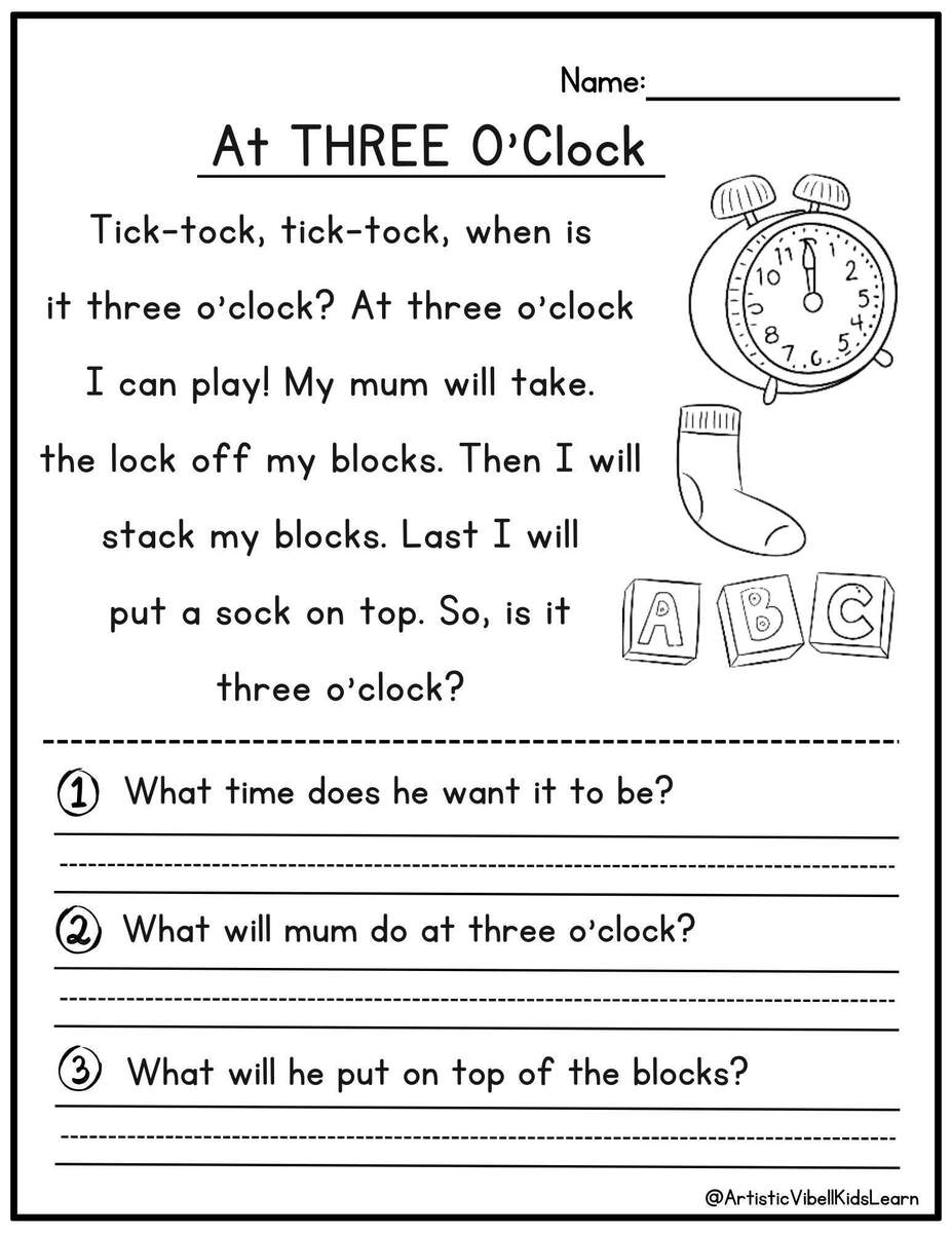 Reading Comprehension Printable Worksheet First Grade Kindergarten Instant Download Homeschool Teacher Kids Distance Etsy