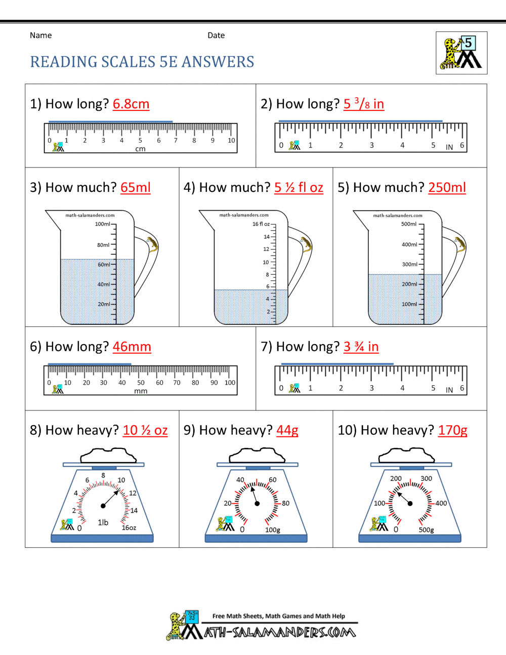 5th Grade Measurement Worksheets 5th Grade Measurement Worksheets