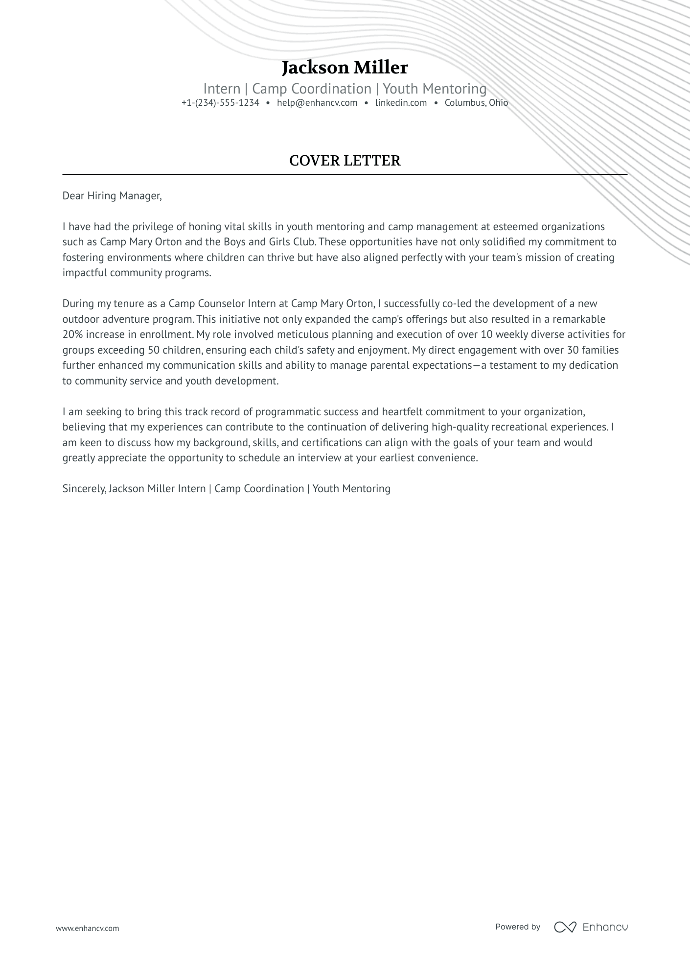 6 Professional Camp Counselor Cover Letter Examples And Template For 2026 Enhancv 6 Professional Camp Counselor Cover Letter Examples And Template For 2026 Enhancv
