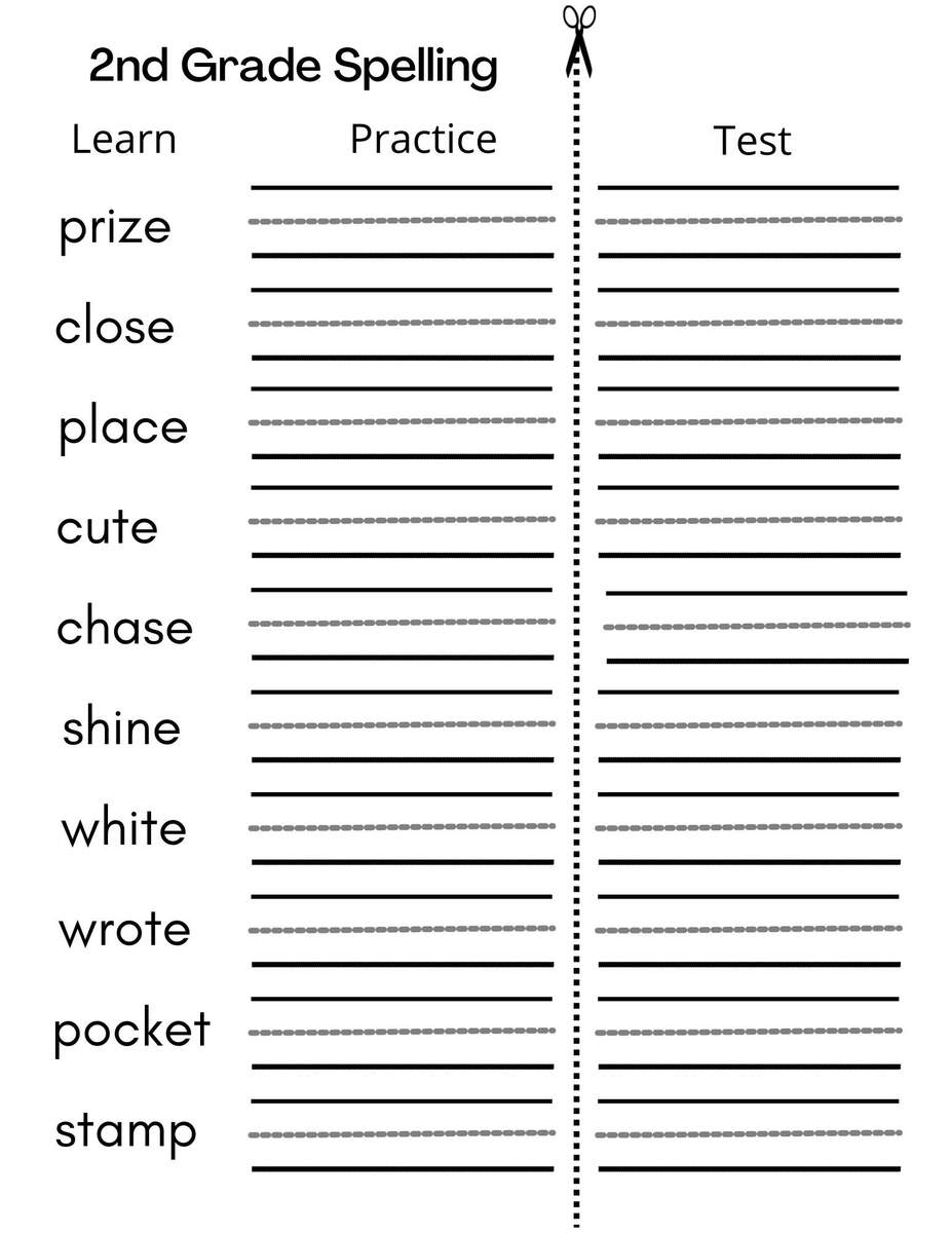 8 Printable Second Grade Writing Spelling Worksheets Spelling Test Etsy Israel 2nd Grade Spelling Words Full 31 Week Curriculum