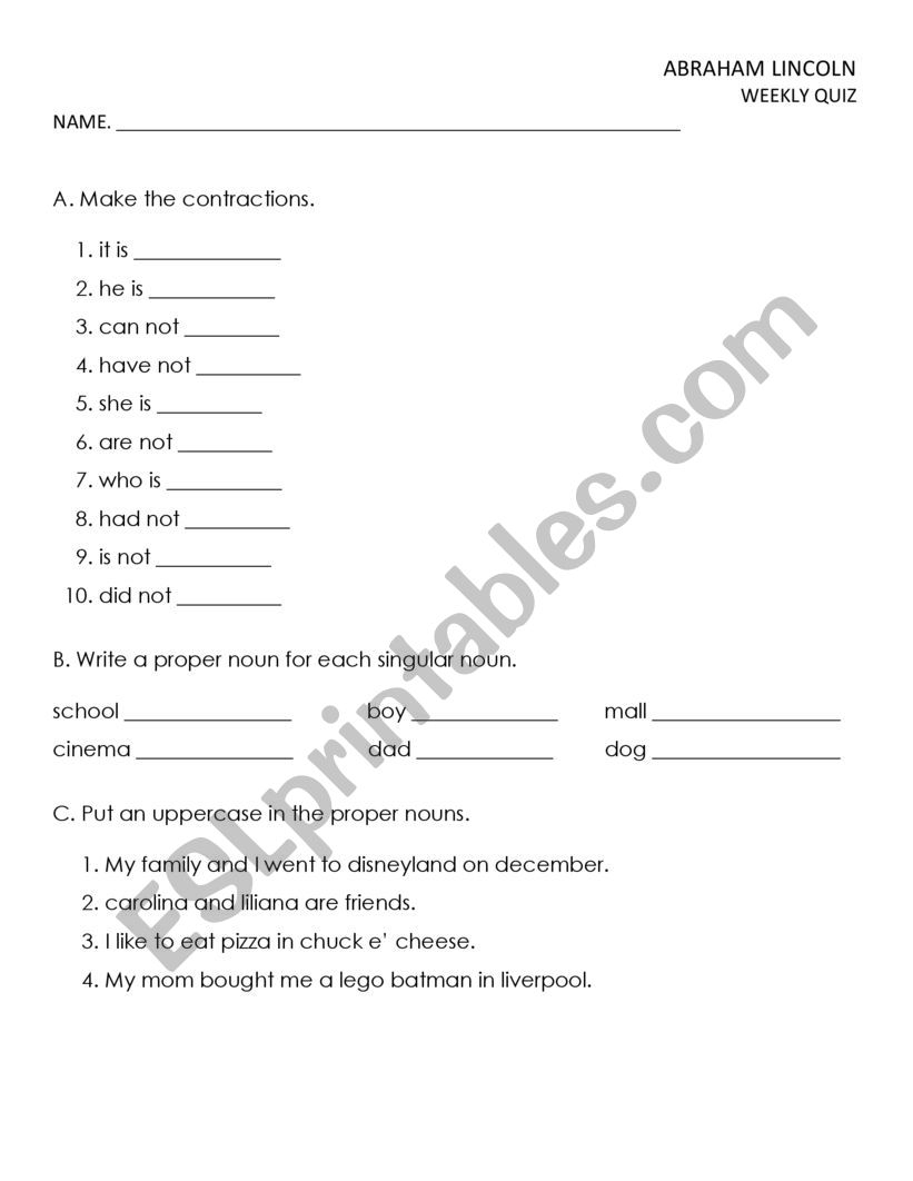 Free Printable Abraham Lincoln Worksheets For Kindergarten