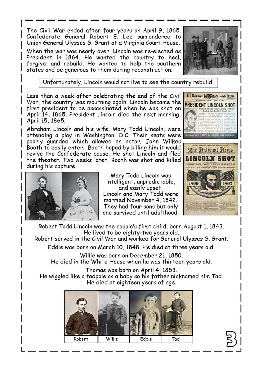 Abraham Lincoln Reading Comprehension Passage Made By Teachers Civil War Kids Discover