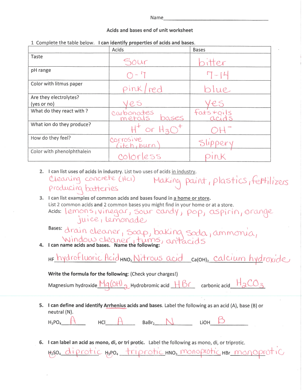 Acids Bases And Buffers PH Reading And Worksheet Activity Teaching Resources
