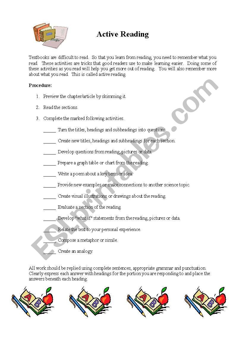 Active Reading Skills Worksheet Fill Online Printable Fillable Worksheets Library
