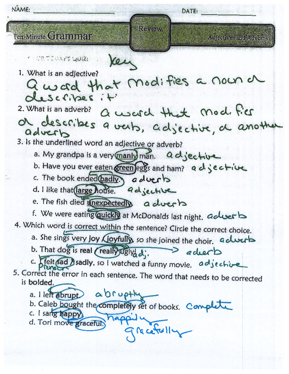 Adjective And Adverb Worksheet Answer Key ENG101 Studocu Adjective And Adverb Worksheet Answer Key ENG101 Studocu
