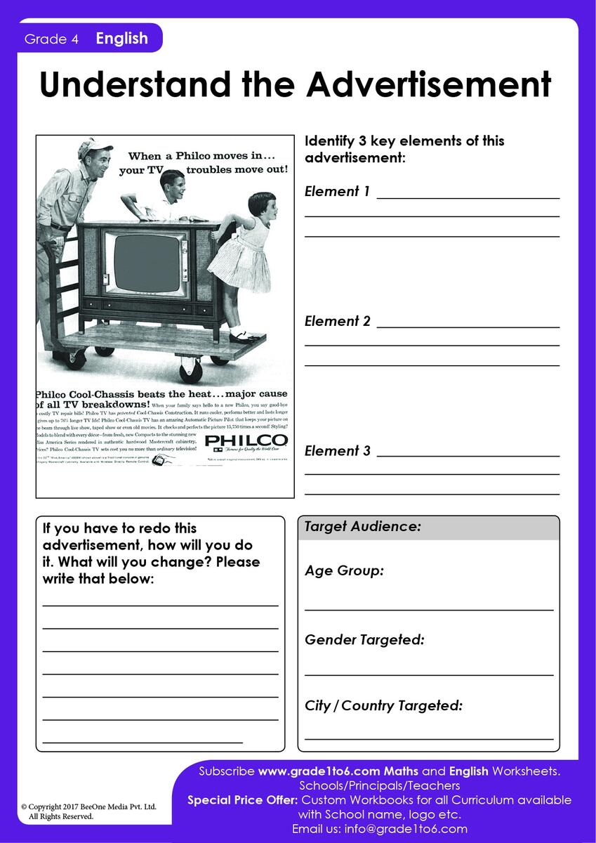 Advertisement Elements Worksheet Grade1to6 Worksheets Library Advertisement Elements Worksheet Grade1to6 Worksheets Library