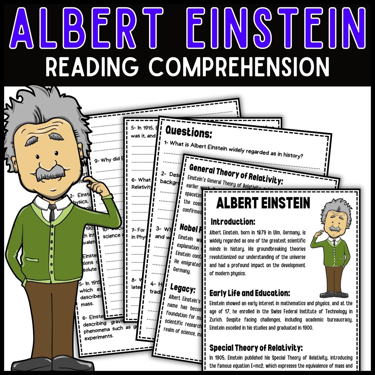 Albert Einstein Reading Comprehension Passage Questions Made By Teachers Albert Einstein Reading Comprehension Passage Questions Made By Teachers