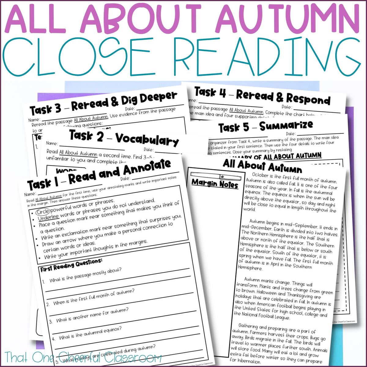 All About Autumn September October Close Reading Comprehension Passage Unit Made By Teachers All About Autumn September October Close Reading Comprehension Passage Unit Made By Teachers
