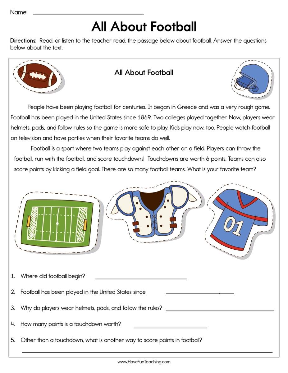 All About Football Worksheet By Teach Simple