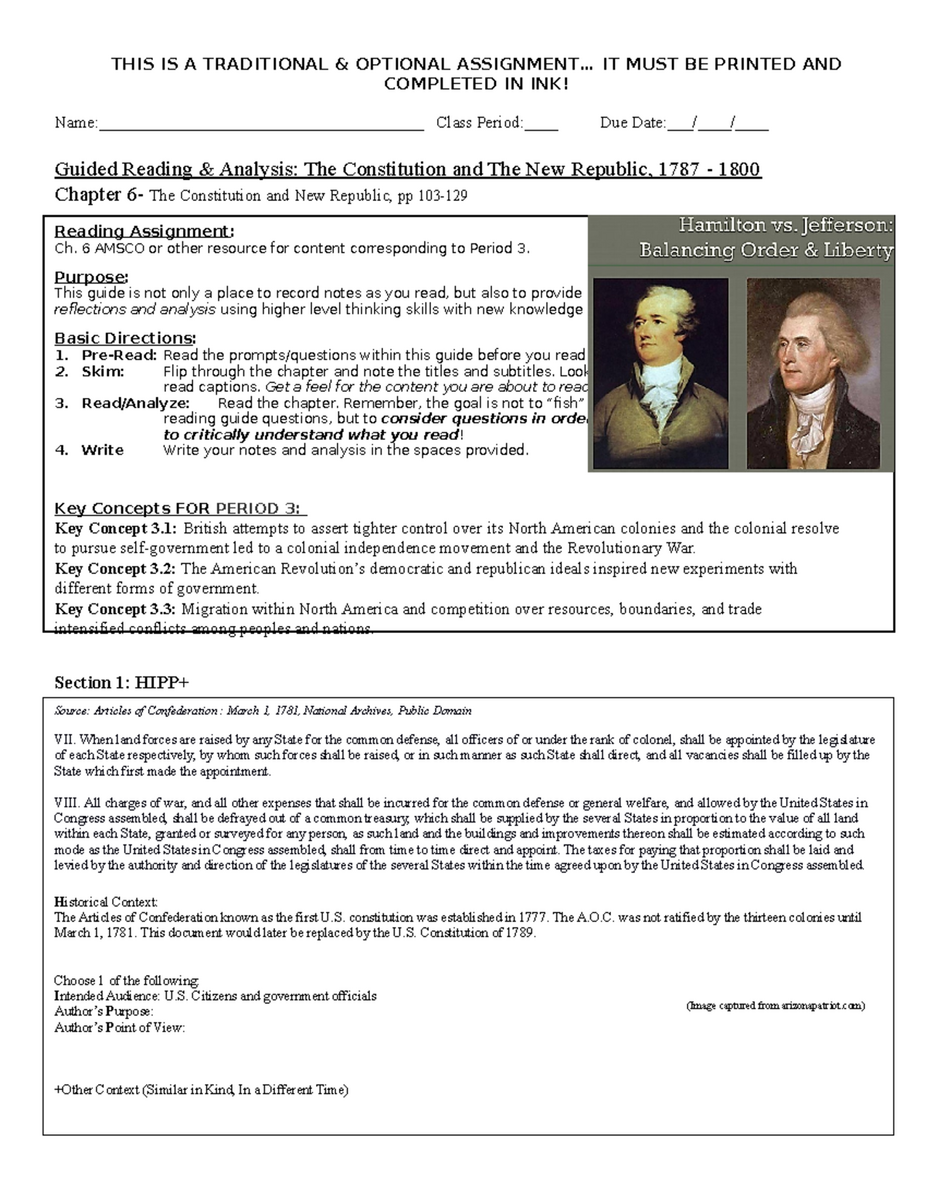 Amsco Chapter 6 Reading Guide Understanding The Constitution New Republic Studocu Amsco Chapter 6 Reading Guide Understanding The Constitution New Republic Studocu