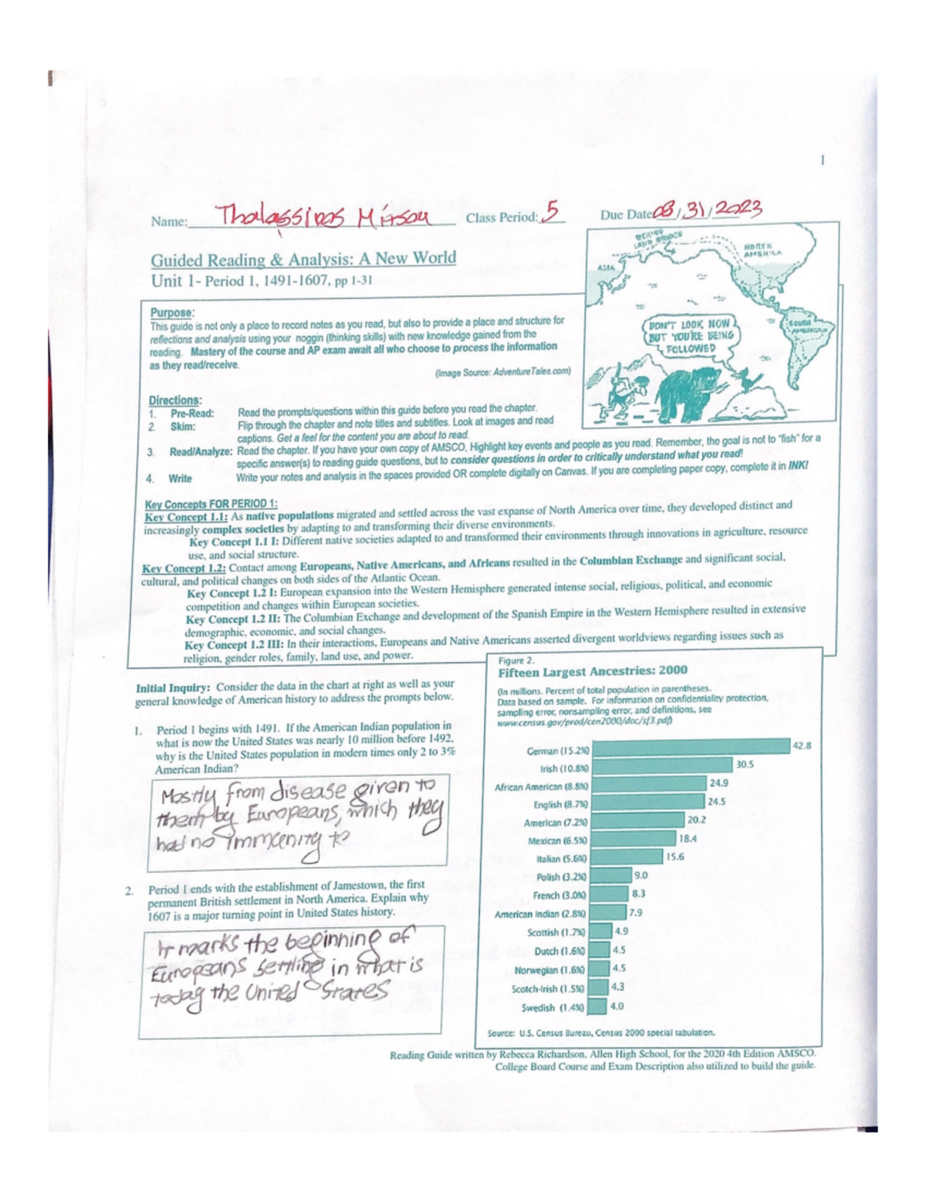 AMSHICA ASIA Unit 1 Period 1 Guided Reading Analysis Of A New World Studocu