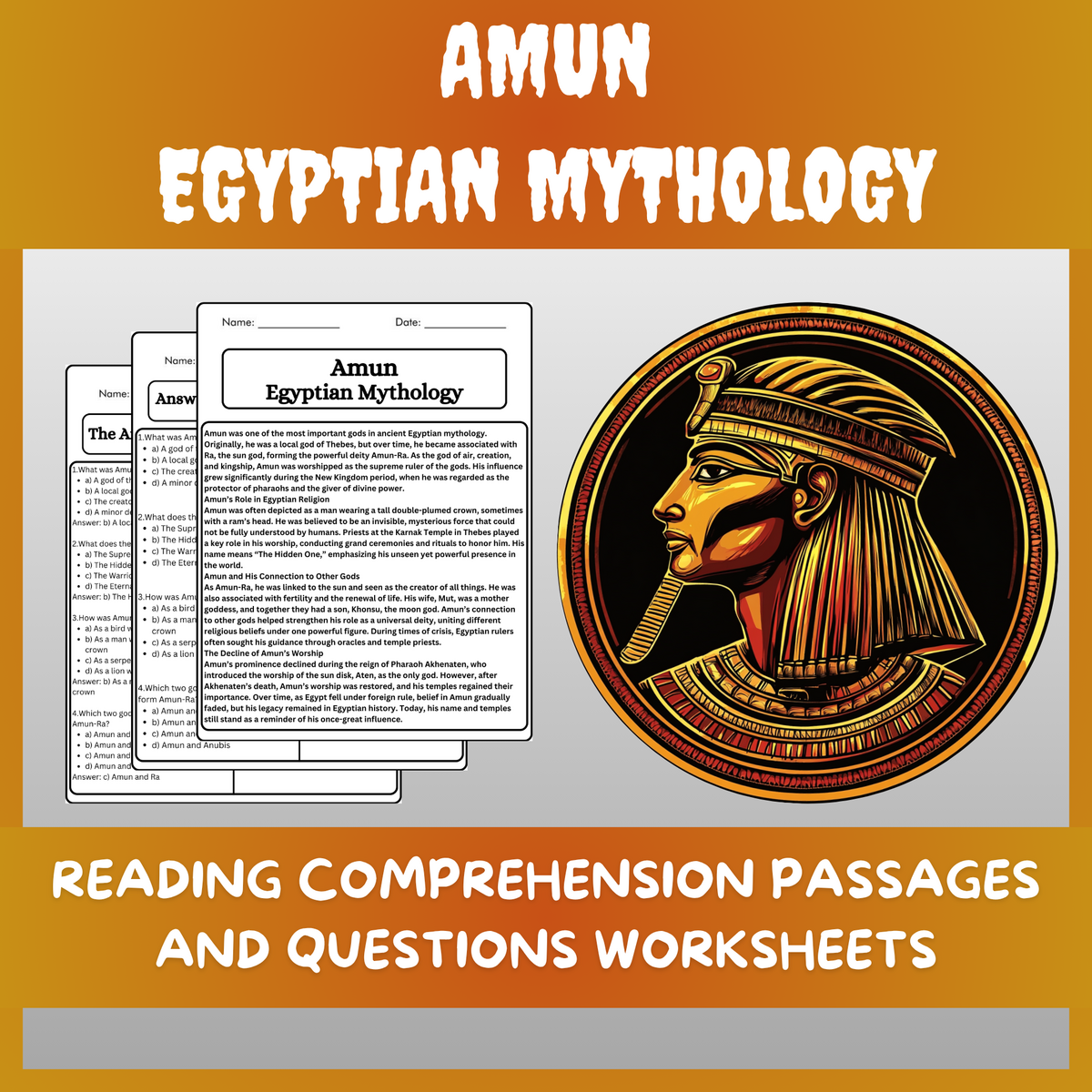 Amun Egyptian Mythology Reading Comprehension Passages Questions Worksheets Teaching Resources Amun Egyptian Mythology Reading Comprehension Passages Questions Worksheets Teaching Resources