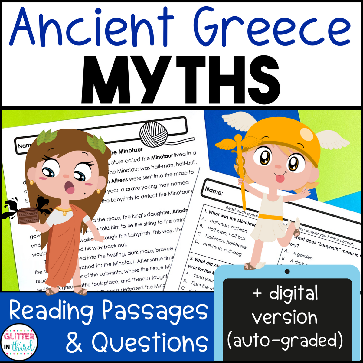 Ancient Greek Mythology Reading Comprehension Passages Glitter In Third FREE Printable Ancient Greece History Coloring Pages