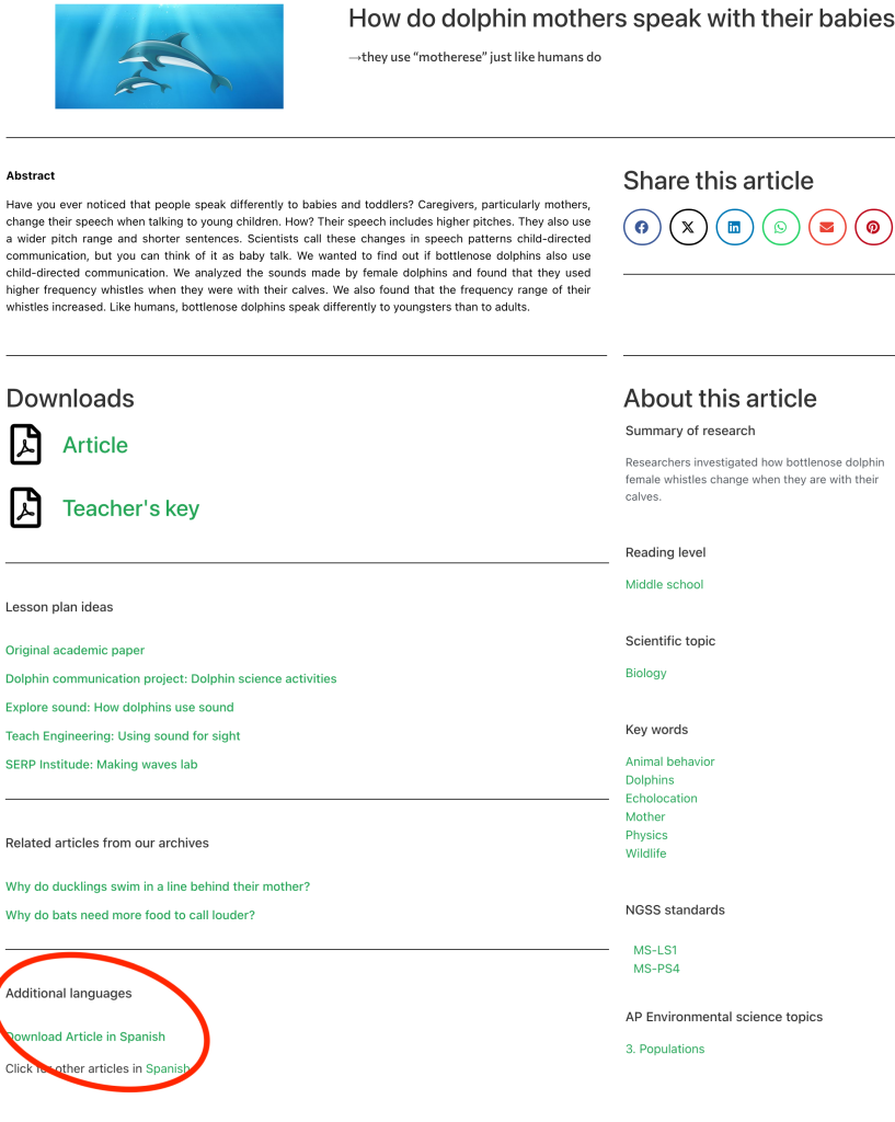 Articles Translated In Spanish Science Journal For Kids And Teens Articles Translated In Spanish Science Journal For Kids And Teens