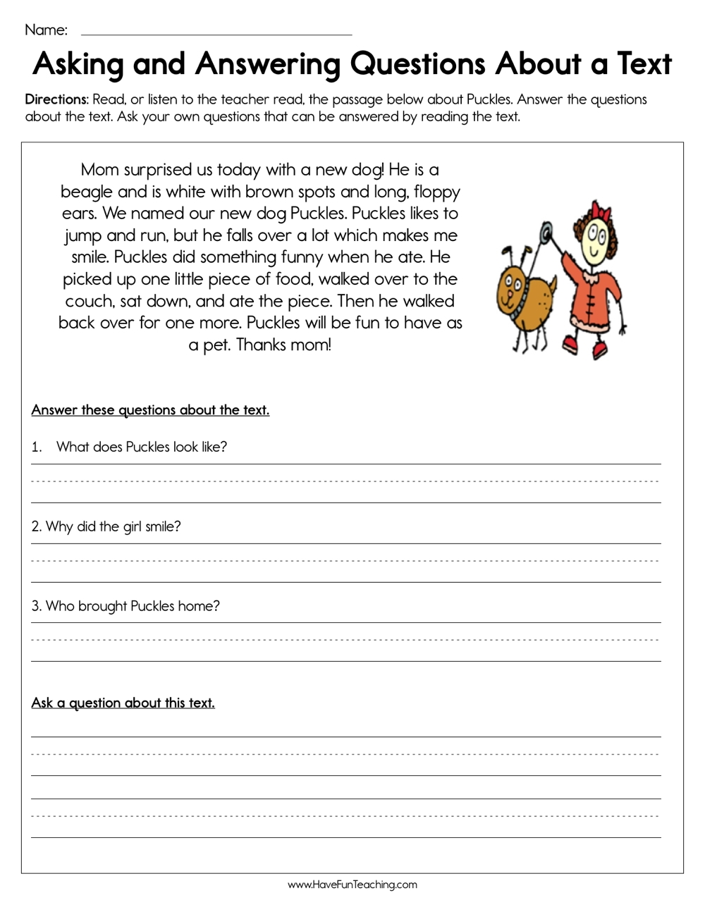 Asking And Answering Questions About A Text Worksheet Have Fun Teaching Asking Questions Reading Comprehension Strategies Online Exercise Worksheets Library