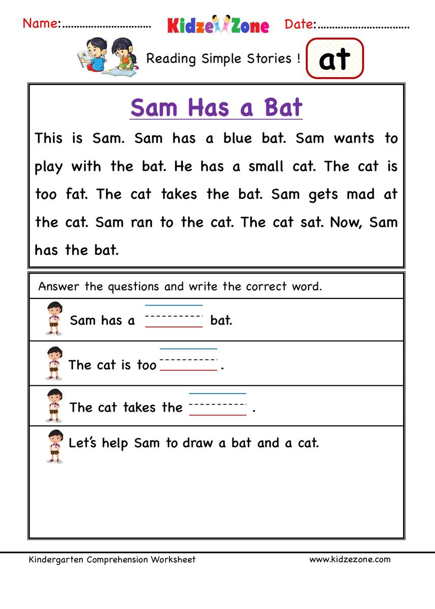 At Word Family Reading Comprehension Worksheet KidzeZone Worksheets Library