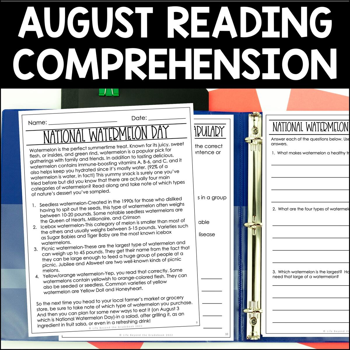 August Reading Comprehension Passages Monthly Reading Passages Made By Teachers August Reading Comprehension Passages Monthly Reading Passages Made By Teachers