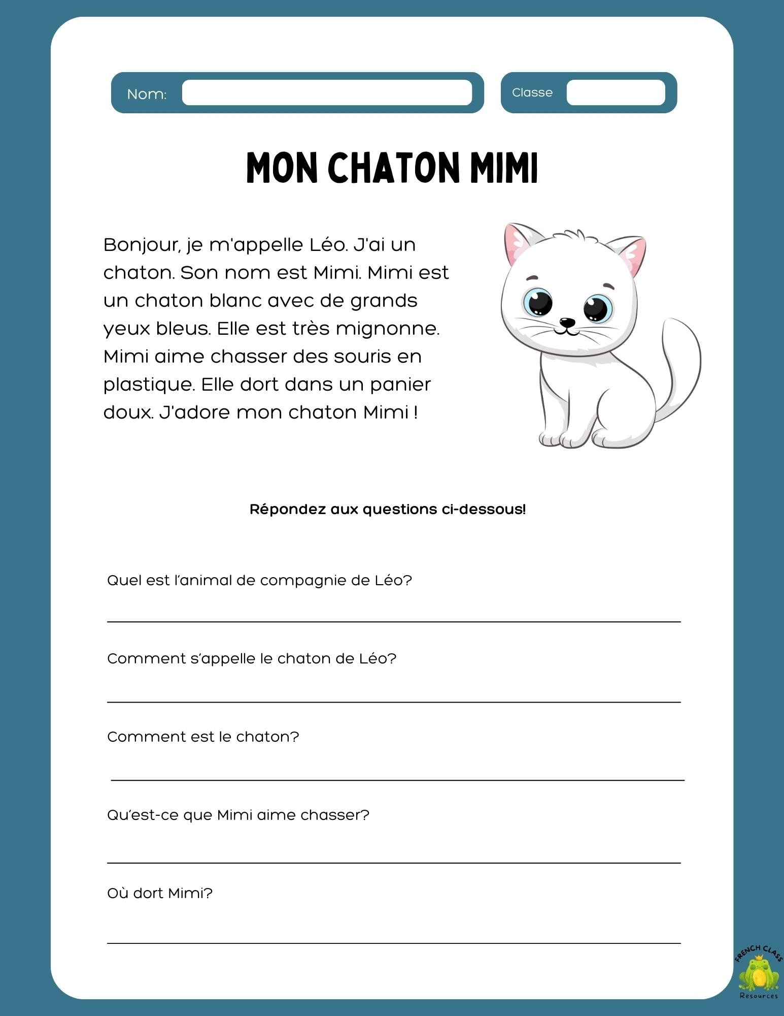 Basic French Reading Comprehension 2 French Learning Classroom Printable Reading Passages Beginner Levels Basic Core Themes Vocabulary Etsy