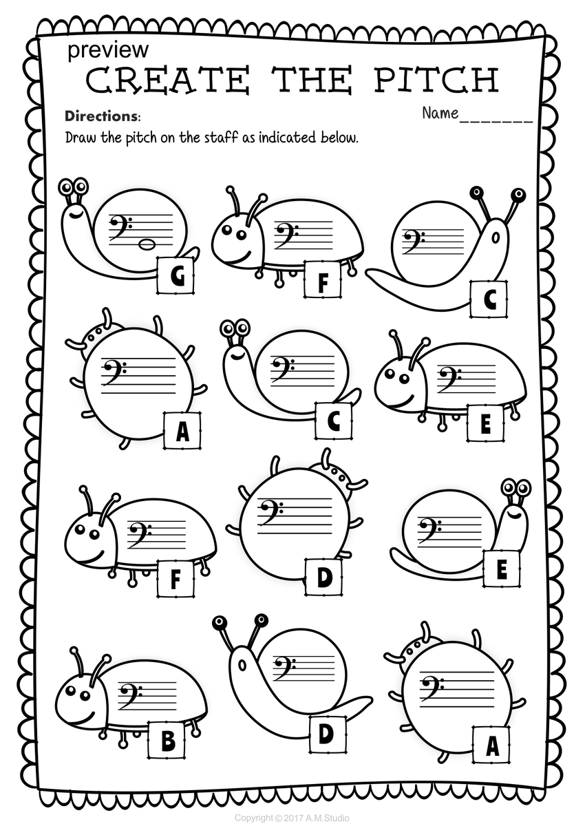 Bass Clef Note Naming Worksheets For Spring Bass Clef Note Naming Worksheets For Spring