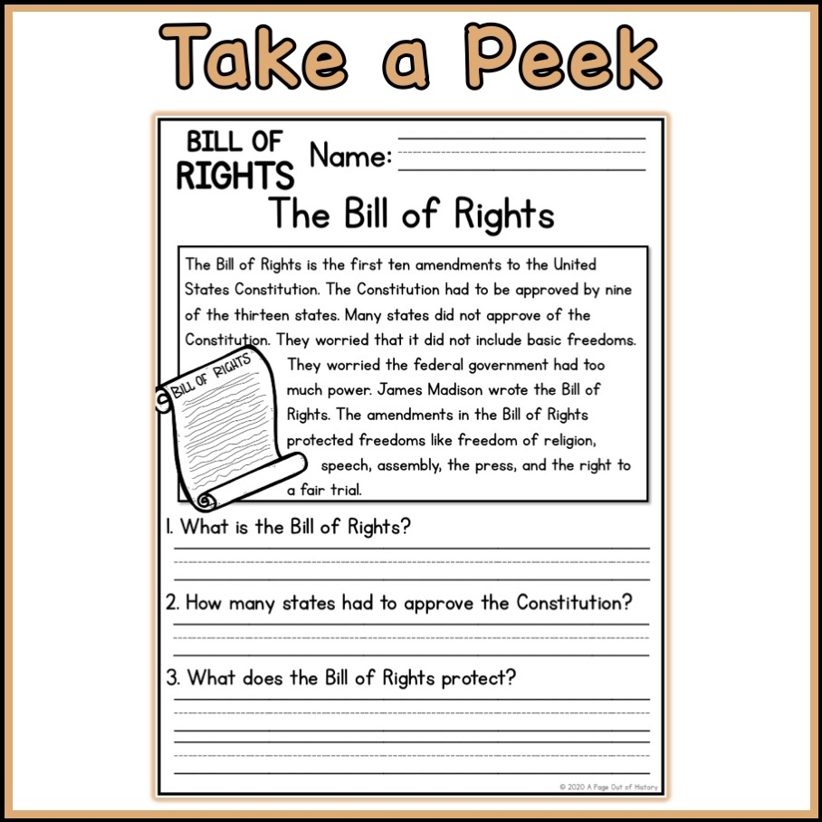 Free Bill Of Rights Worksheet Bundle