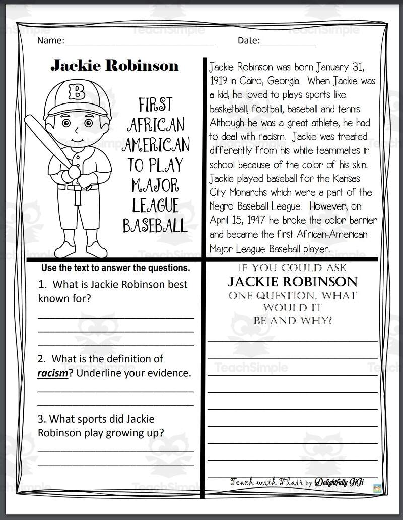 Biography Jackie Robinson By Teach Simple